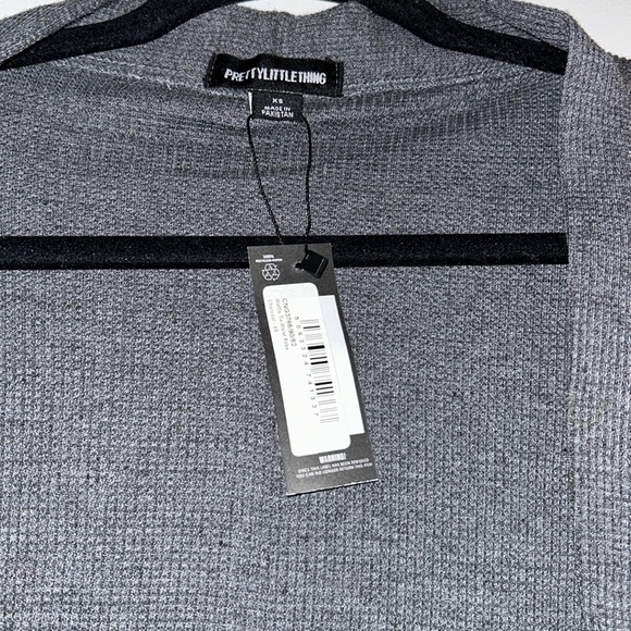 PrettyLittleThing Charcoal Waffle Tie Waist Robe XS NWT - Picture 2 of 5